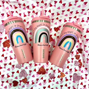 Personalized Teacher Tumbler: Rainbow Design, Teacher Appreciation Gift