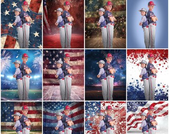 4th of July Digital Backgrounds - Baseball (12 8x10 Backgrounds Total)