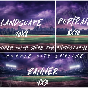 Baseball/Softball Sports Photography Background- Purple City Skyline 001