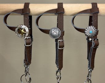 Western Bridles for Hobby Horses: Adjustable, 3 Jewel Designs (Silver Sun, Blue Pearl, Golden Star)