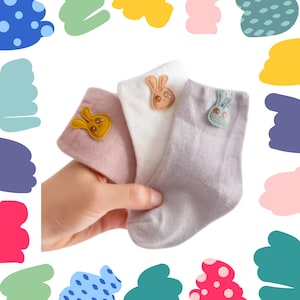 Baby Socks Set of 3 Pairs, Cotton Socks with 3D Designs for Babies and Toddlers, Baby Socks, Socks with animals, 0-6 Months to 1-3 Years