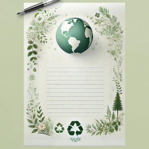 Papier à lettres jour de terre imprimable, papier à lettre botanique, Format A4, US, papier notes, cadeau