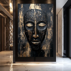 Máscara tribal Arte africana Tela emoldurada, Máscara africana, Arte de parede africana, Arte afro-americana, Arte tribal africana, Máscara tribal africana, Decoração