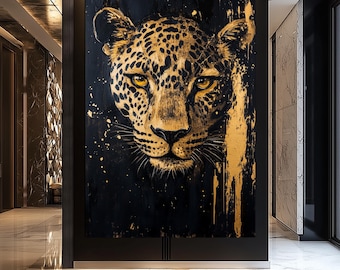Gold Leopard Art Print – Luxury Animal Wall Decor (Digital Download)