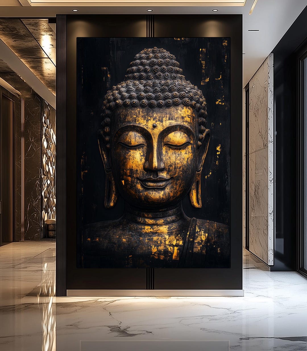 Buddha, Black and Gold Art, Black and Gold Wall Art, Luxury Home Decor ...