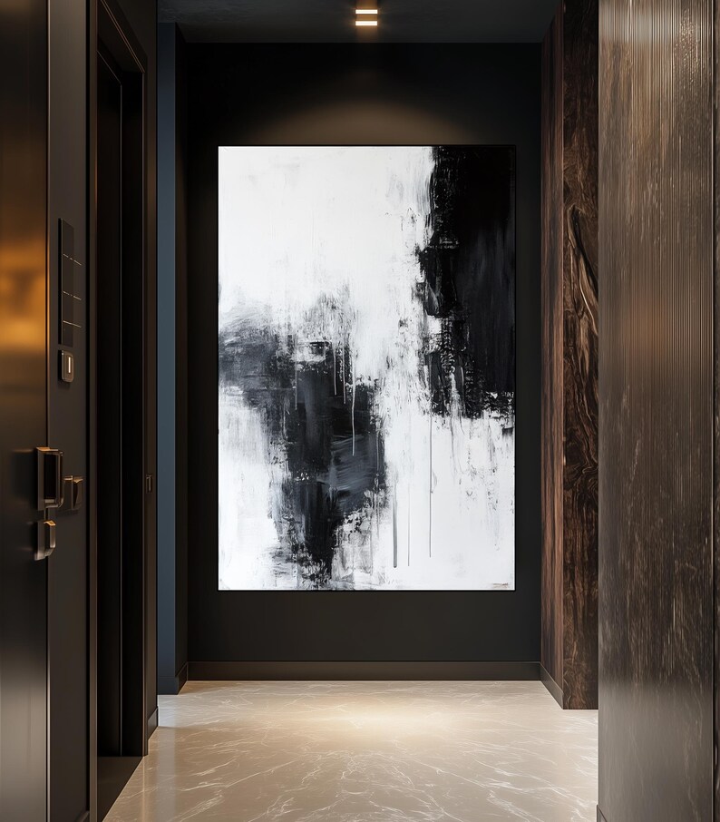 Black and White Abstract Canvas Wall Art – Modern Minimalist Decor - Etsy