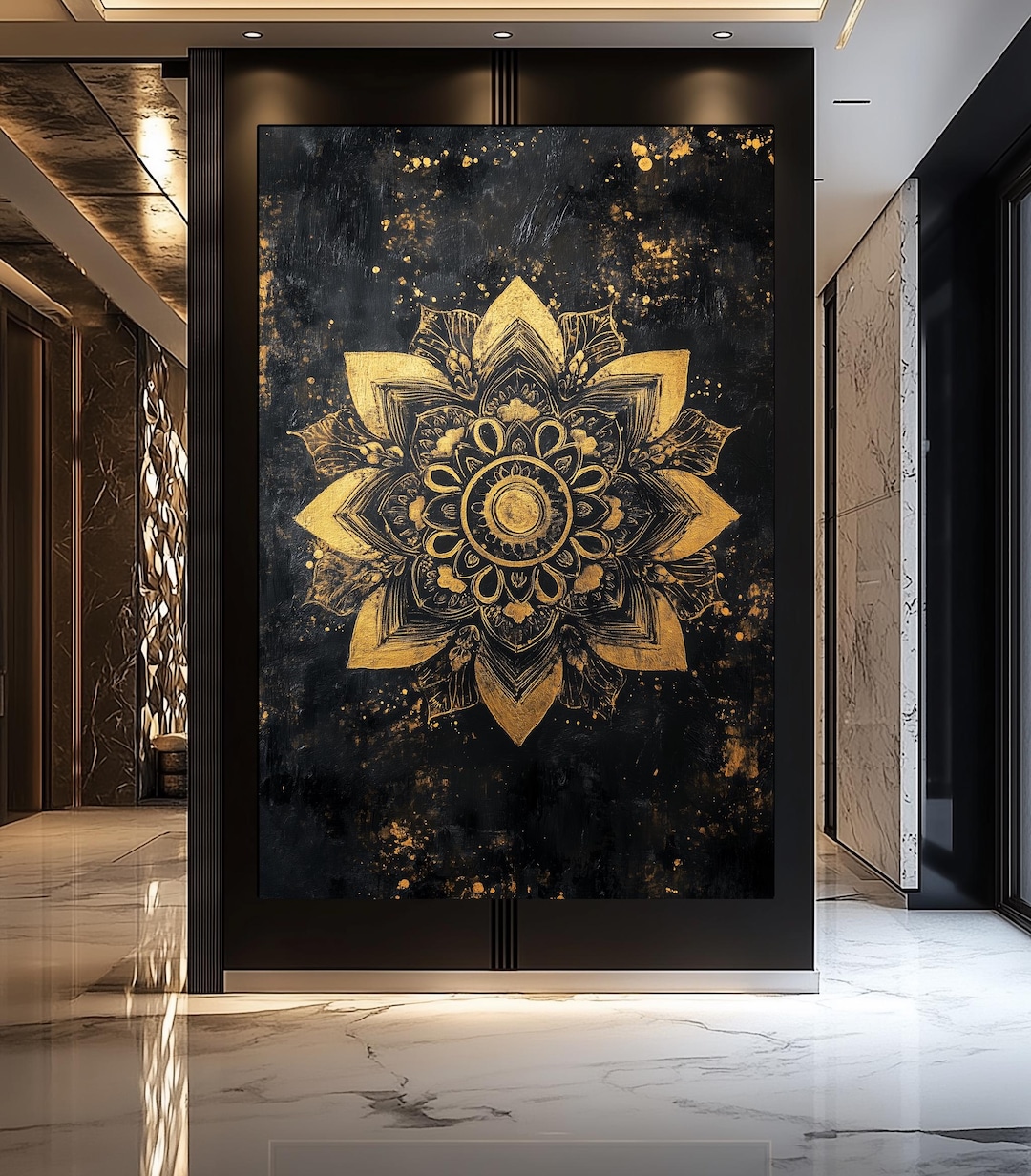 Gold Mandala Wall Art – Black Zen Home Decor (digital Download) - Etsy