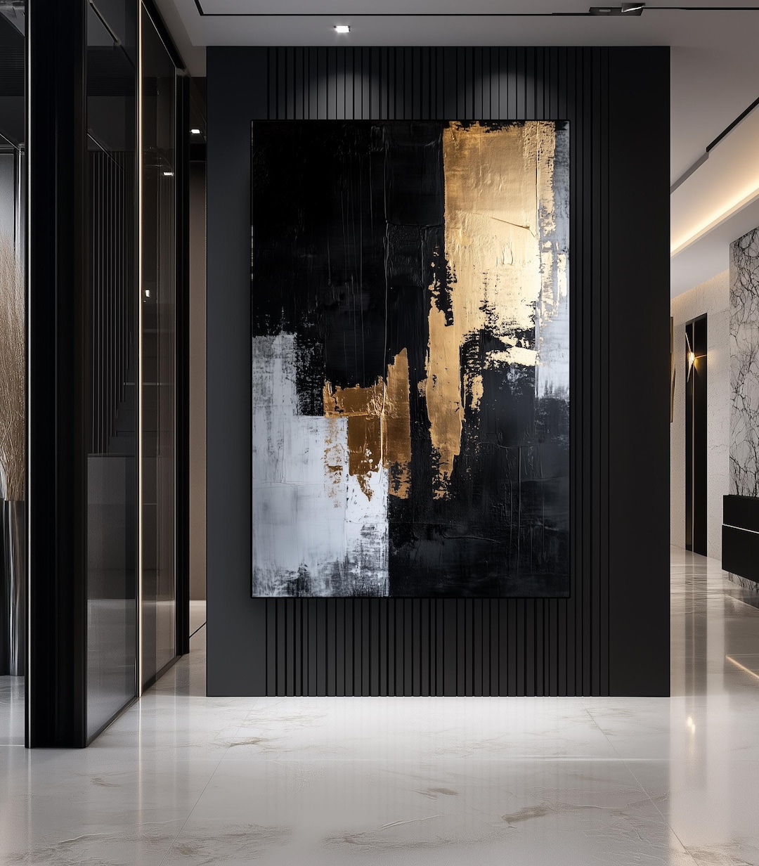 Black and Gold Abstract Art Print – Modern Home Decor (digital Download ...