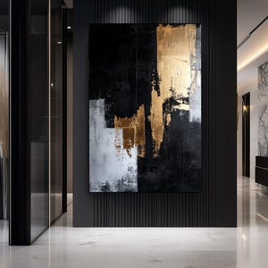 Black and Gold Abstract Art: Modern Geometric Print (Digital Download)