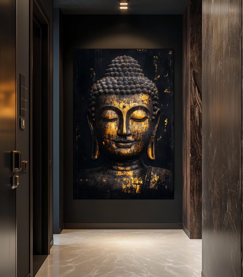Buddha, Black and Gold Art, Black and Gold Wall Art, Luxury Home Decor ...