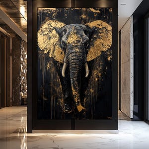 Abstract Elephant Art: Modern Framed Canvas Wall Art