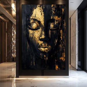 African Woman Gold Art Print: Elegant Afrocentric Home Decor (Digital Download)