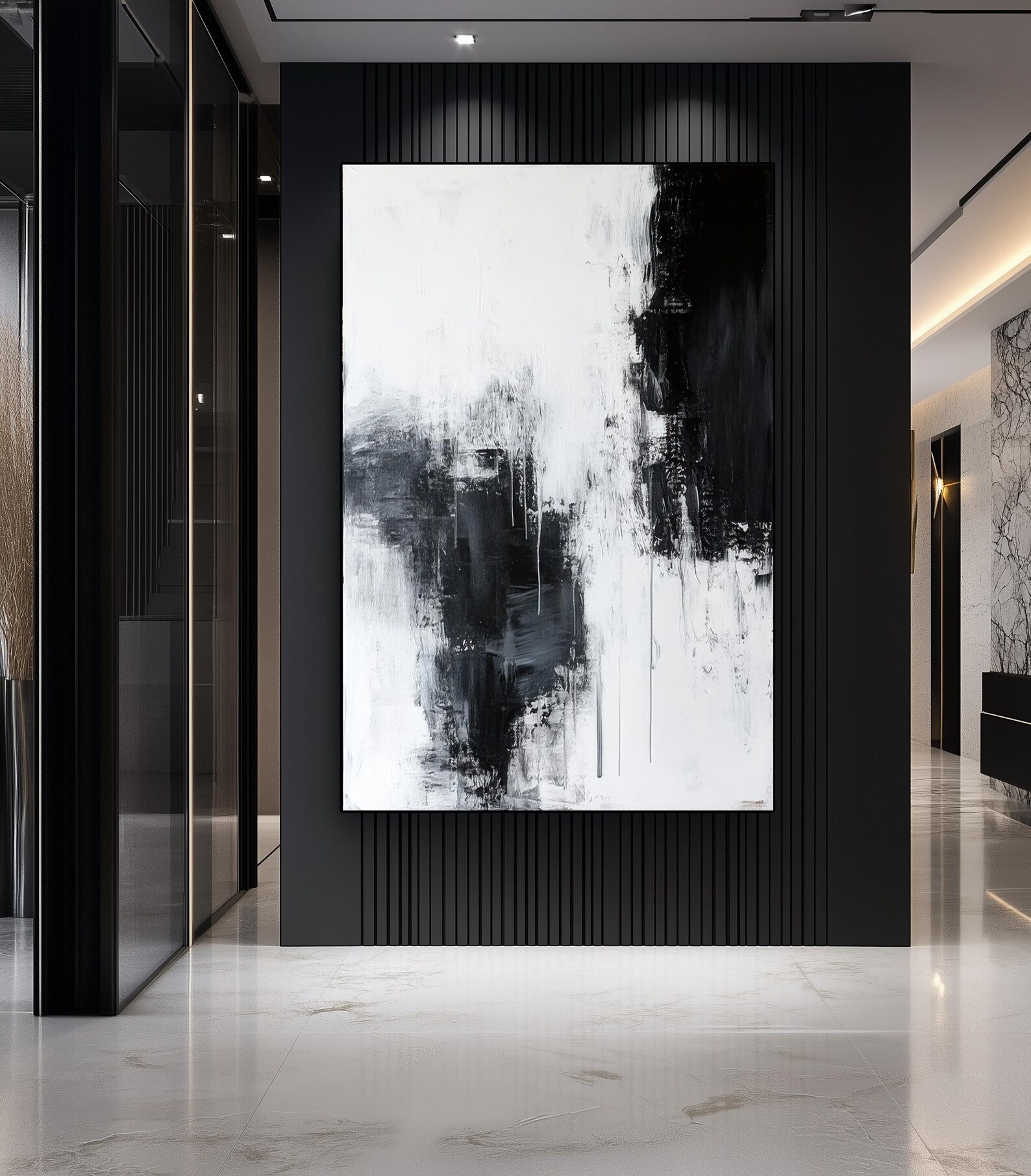 Black and White Abstract Canvas Wall Art – Modern Minimalist Decor - Etsy