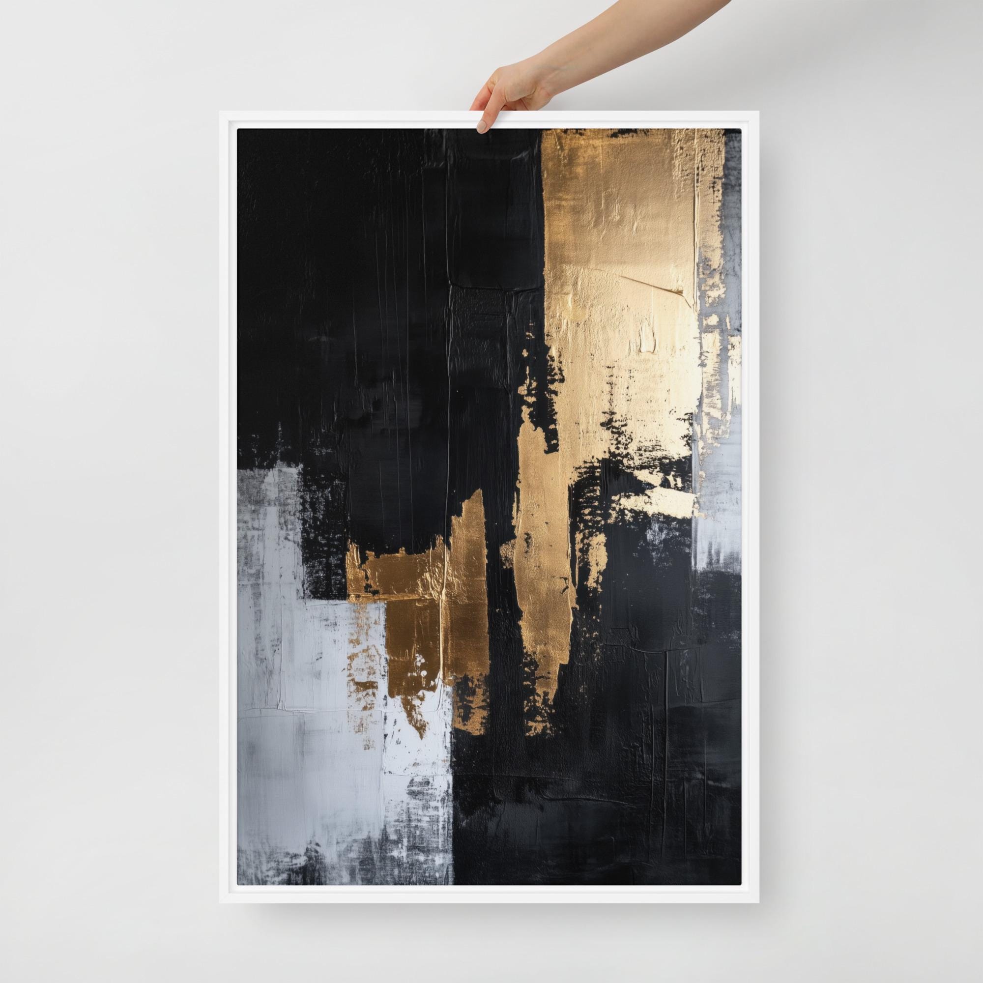 Black and Gold Abstract Wall Art – Modern Luxury Canvas Print ...