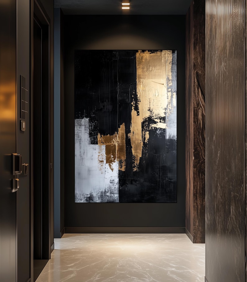 Black and Gold Abstract Wall Art – Modern Luxury Canvas Print ...