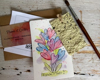 Handmade Plantable Card – Seed Paper Card – Eco Friendly Greeting Card – Wildflower Plantable Paper – Handmade Botanical Card
