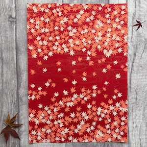 Schöne rote Ahornblätter Yuzen Papier Bogen - großes A4 Craft Chiyogami Papier für Origami Journaling, Grußkarten, Scrapbooking Papier