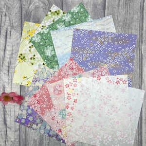 Floral Pastell Papier Set - Wunderschöne Frühling Sommer japanische Yuzen Papiere zum Basteln, Scrapbooking, Journaling & Origami Papier verschönern