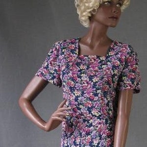 30s Feminine Floral Print Dress Modest Vintage Upcycled 40s Dress Small to Medium VFG