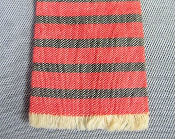 50s Vintage Striped Neck Tie Flat Bottom Red Black Betty Ho Honolulu Hawaii VFG