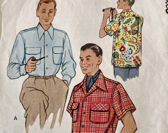 50s Vintage Men's Shirt Clas ic Camp Pattern #8335 Small VFG