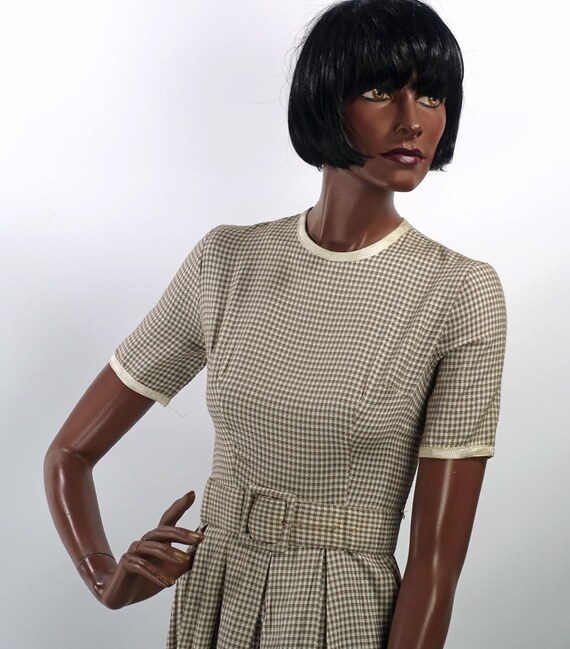 Vintage 50s 60s Checked Gingham Day Dress Full Ski
