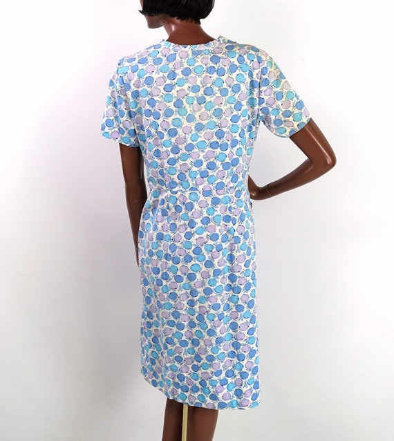 50s 60s Vintage Day Dress Novelty Print Pastel Ci… - image 3