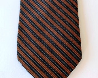 60s Skinny Silk Neck Tie Vintage Striped Brown Black Regal VFG