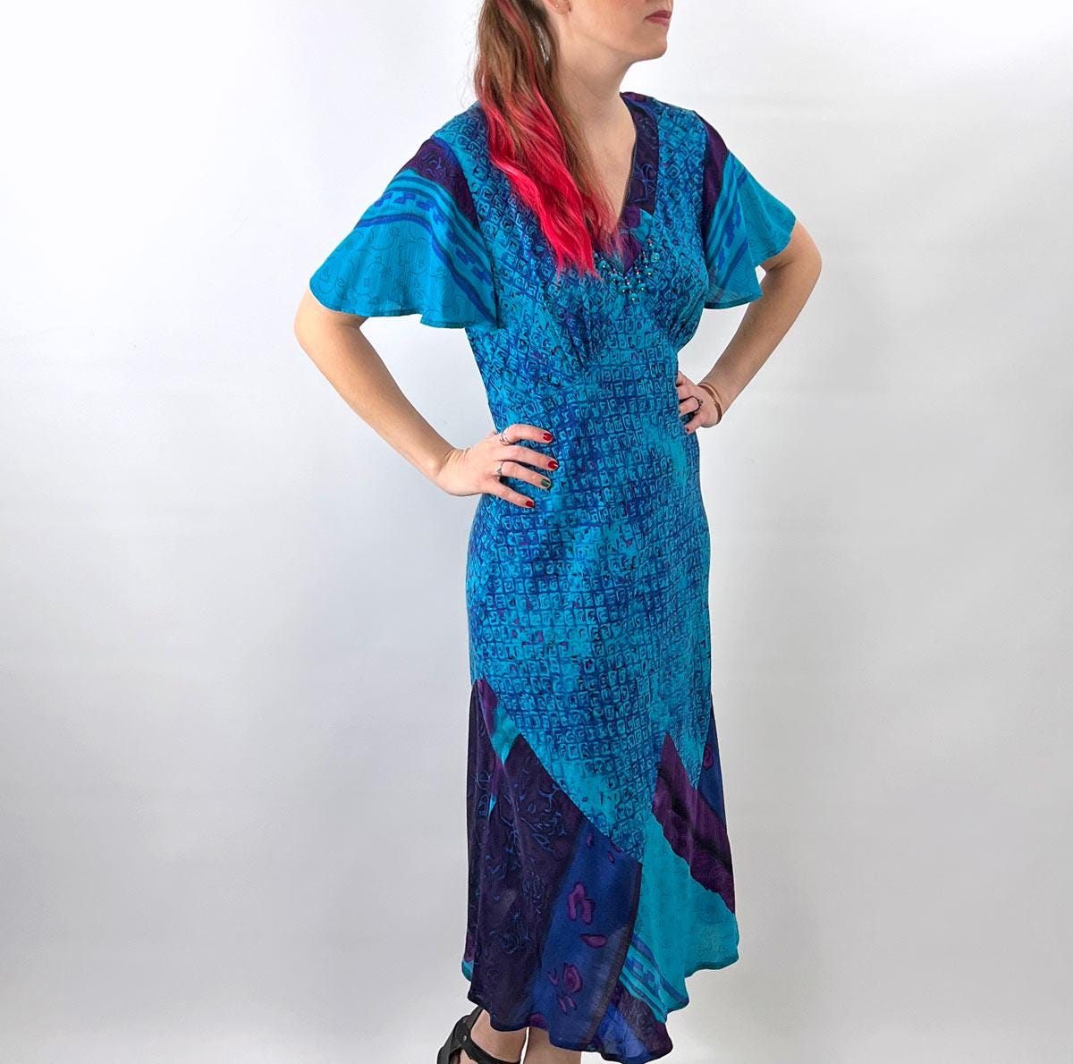 80s Bohemian Dress | Batik Style Print | Jewel Tone Colors 80s Bohemian Dress | Batik Style Print | Jewel Tone Colors