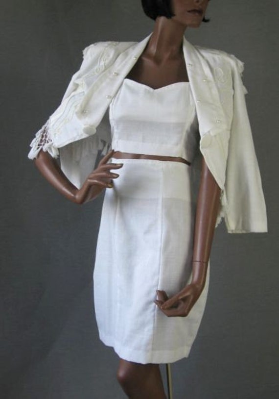 80s Vintage Jacket High Waist Skirt and Midriff To