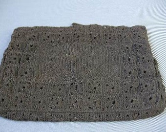 40s Corde Clutch Hand Bag Vintage Purse 1940s WW2 TLC Brown VFG