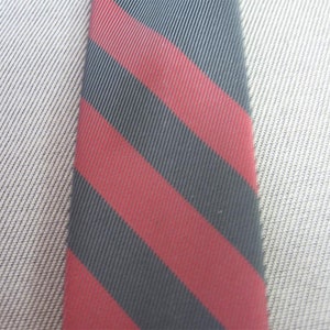 Skinny Neck Tie Vintage 60s Preppy Striped Tie Pink & Gray Diagonal Stripes Superba VFG