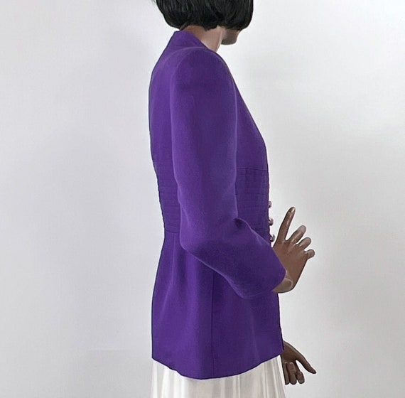 Vintage 80s Purple Designer Suit Jacket Strong Sh… - image 6