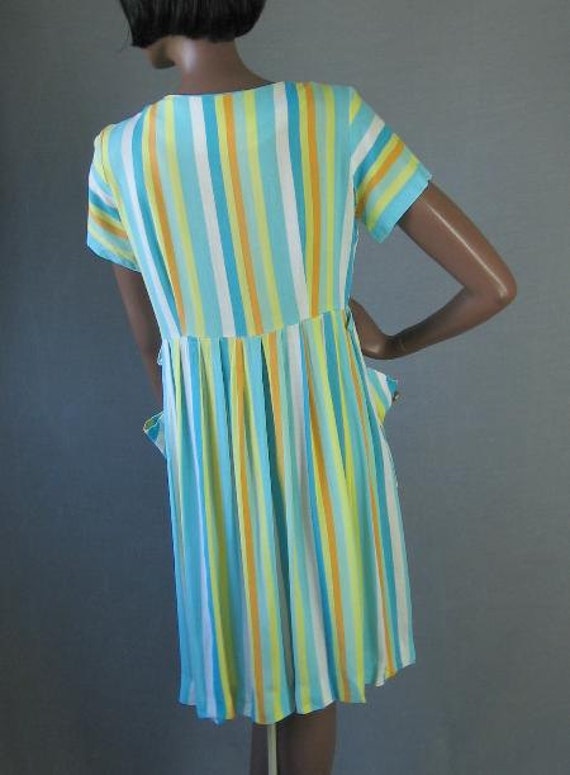 50s 60s Day Dress Vintage Summer House Wife Strip… - image 5