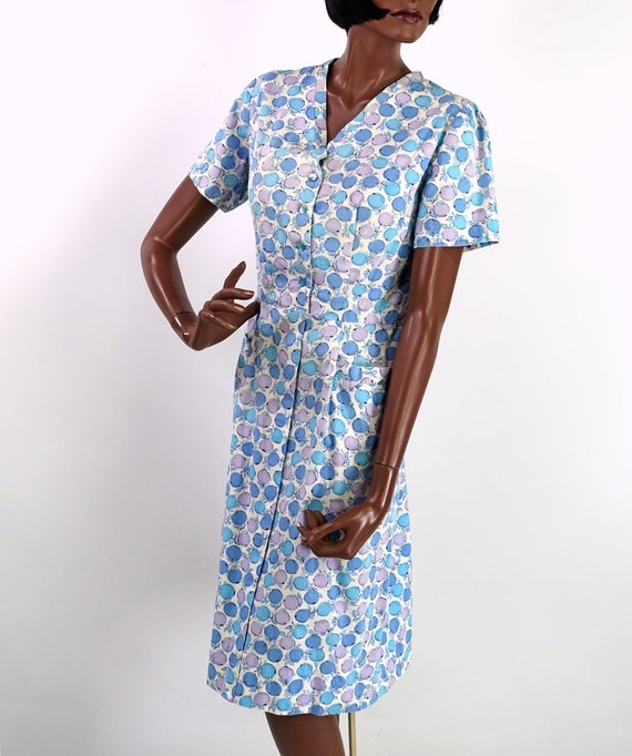 50s 60s Vintage Day Dress Novelty Print Pastel Ci… - image 2