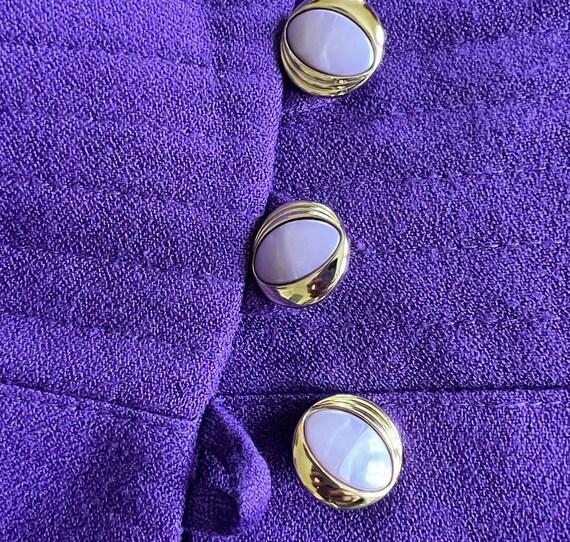Vintage 80s Purple Designer Suit Jacket Strong Sh… - image 7