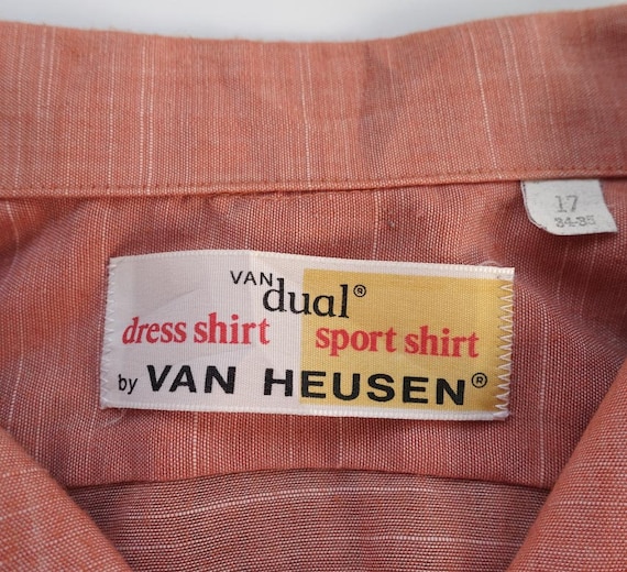 50s 60s Vintage Mens Casual Shirt Slubbed Peachy … - image 5