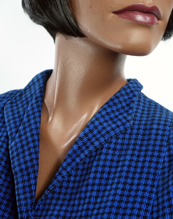Vintage 40s 50s Day Dress Blue & Black Check Cordu