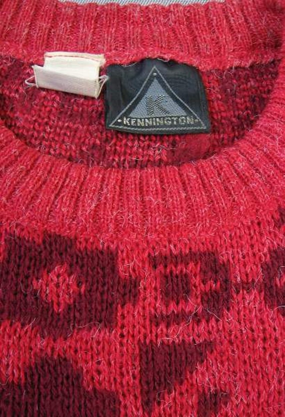 70s Sweater Vintage 1970s Red Maroon Mens Native … - image 4