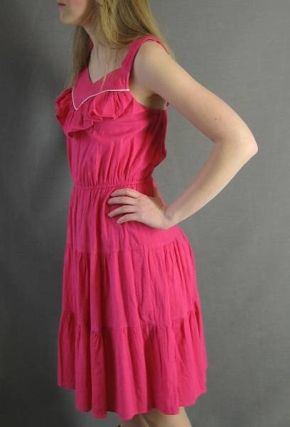 80s Vintage PINK Ruffle Sundress Dress Medium Tiered Skirt VFG - Etsy