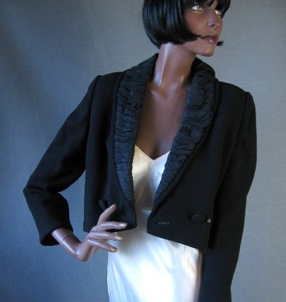 50s Cropped Jacket Dramatic Double Breasted Vinta… - image 6