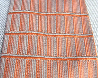 Vintage 50s 60s Sharkskin Neck Tie Orange Silver Gray Geometric VFG