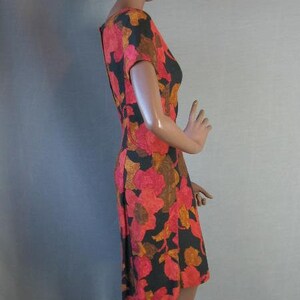 50s 60s Vintage Sheath Dress Georgia Bullock Red Print Wiggle Small VFG image 6