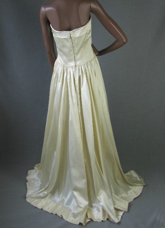 50s Strapless Wedding Ball Gown Vintage 1950s Sat… - image 3