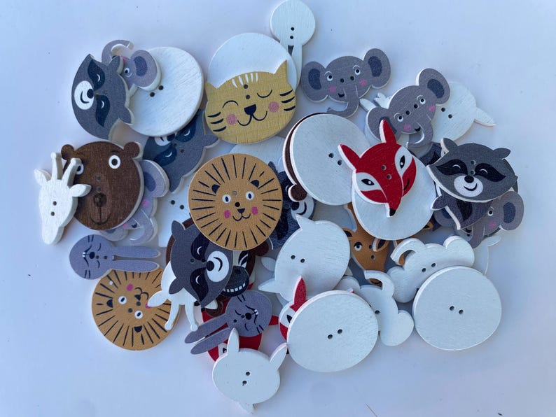 45pcs Mixed Multicolor Wild Animals Sewing Buttons. - Etsy
