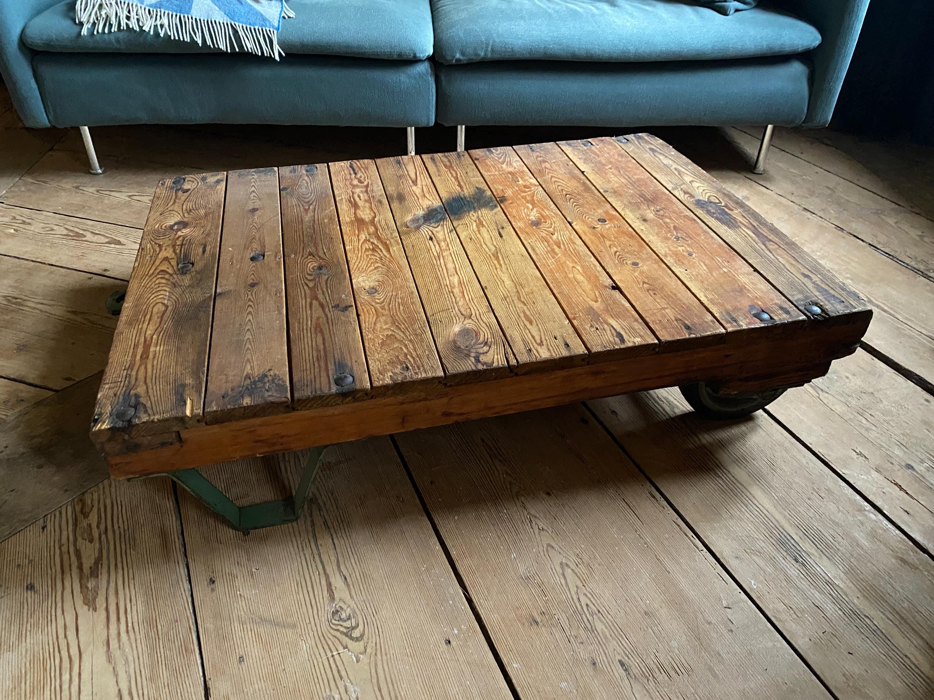 Table Basse Palette 100x60cm - Bois Pin Brut - Style Rustique - Intérieur/Extérieur