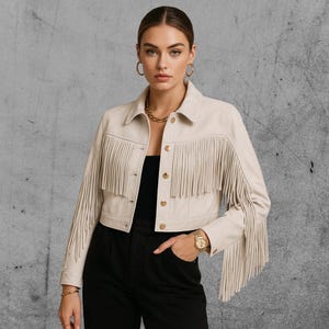 Handmade Western Leather Fringe Jacket: Vintage Cowgirl Style