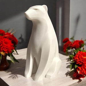 Polar Bear Sculpture - Elegant White Arctic Decor | Unique Winter Gift | Minimalist Polar Bear Home Accessory | Nature-Inspired Art