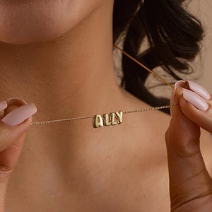 Custom Bubble Name Necklace, 3D Letter Necklace, Personalized Necklace, Initial Necklace, Christmas Gifts for Mom, Birthday Gifts for Her