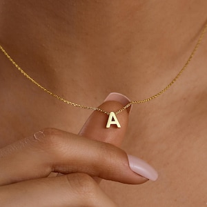 Collier lettre personnalisé en or 14 carats, collier initial personnalisé, bijoux prénom personnalisés pour femme, collier en or, collier prénom